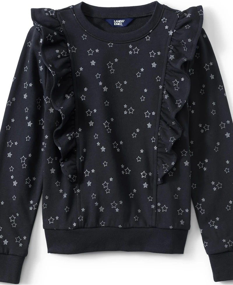 Lands' End Girls Long Sleeve Cozy Ruffle Sweatshirt Top