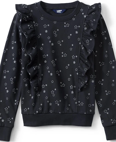 Lands' End Girls Long Sleeve Cozy Ruffle Sweatshirt Top