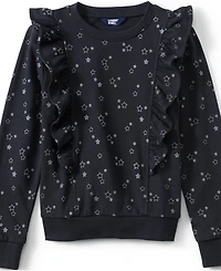 Lands' End Girls Long Sleeve Cozy Ruffle Sweatshirt Top