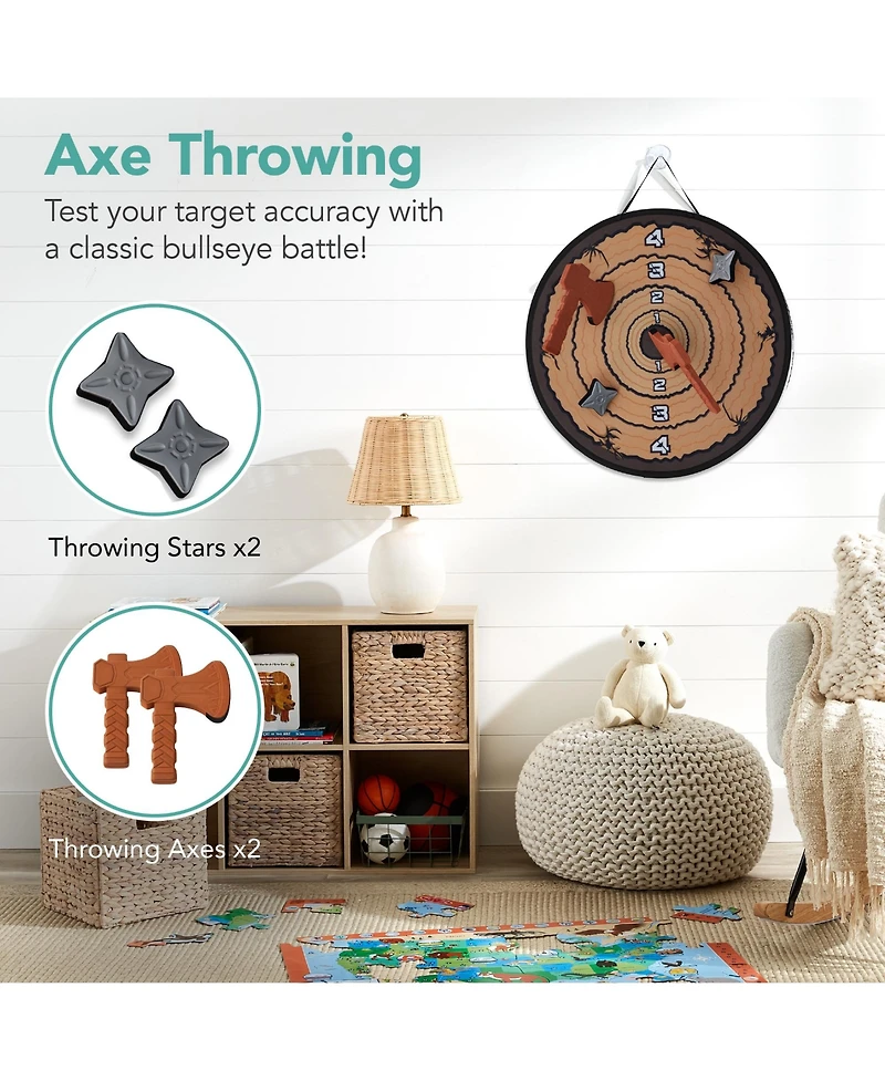 Best Choice Products Large Double-Sided Dart Board, Sticky Ball Axe Star Throwing Game for Kids, Adults w/ Carrying Case