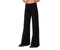 Edikted Womens Wide Leg Fold Over Pants