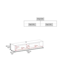 Fm Furniture Central Floating media rack in melamine with two shelves,white