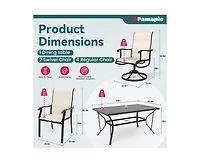 Grey 5-Piece Metal Outdoor Patio Dining Set with 4 Text Ilene Chairs and Square Table