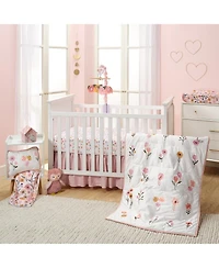Lambs & Ivy Little Garden 3-Piece Embroidered Floral Baby Crib Bedding Set