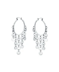 Bling Jewelry Fashion Boho Sequin Coin Dangle Hoop Huggie Earrings Silver Tone Rose Gold Plated