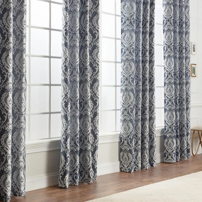 Chanasya Premium Damask Pattern Luxury Beige Curtains - 96 Inch Panels with Grommets - for Living Room Windows Bedroom Kitchen Dining
