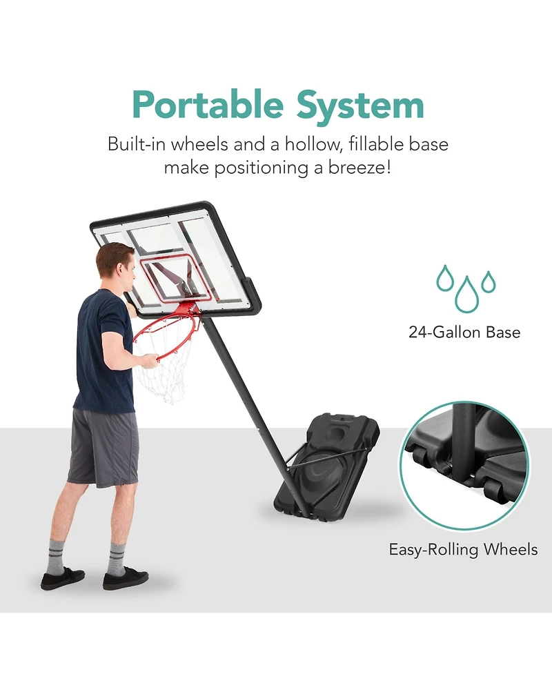 Best Choice Products Adjustable Regulation-Size Basketball Hoop, Portable Sport System w/ Fillable Base, Wheels