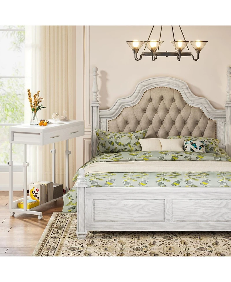 Tribesigns Portable Desk with Drawers, Mobile Laptop Desk with Wheels, Couch Desk Sofa Side Table Bed Desk, Small Standing Desk for Home Office