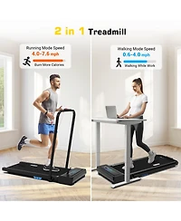 Redliro 2 in 1 Under Desk Folding Treadmills Walking Running Machine 7.6MPH for Home Office Black