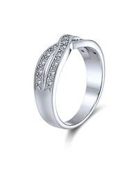 Bling Jewelry Cz Le Circle Twist Pave Cubic Zirconia Criss Cross Infinity Band Ring .925 Sterling Silver