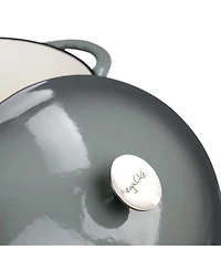 MegaChef 7 Quarts Oval Enameled Cast Iron Casserole Red