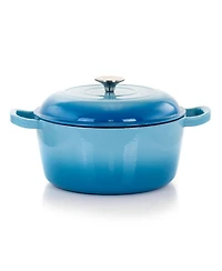 MegaChef 5 Quarts Round Enameled Cast Iron Casserole with Lid in