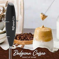 PowerLix Milk Frother Battery Operated Foam Maker For Coffee With Stainless Steel Stand