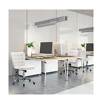 Yaheetech Modern Tufted Armless Desk Chair with Chrome-finish Metal Base, Rolling Wheels, Adjustable Seat Heigh