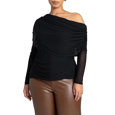 Eloquii Women's Foldover Drape Top