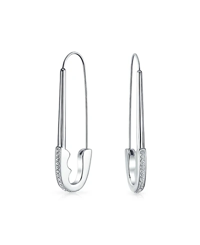 Bling Jewelry Safety Pin Symbol Support displaced people Threader Earrings Crystal Accent Silver Tone Surgical Steel Add Charms