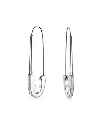 Bling Jewelry Safety Pin Symbol Support displaced people Threader Earrings Crystal Accent Silver Tone Surgical Steel Add Charms