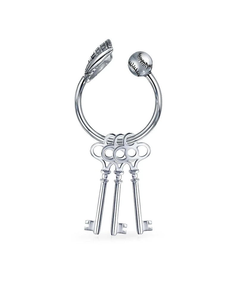 Bling Jewelry Sports Fan Baseball Catchers Mitt Keychain Horseshoe Type Key Ring Holder For Men Women .925 Sterling Silver Twist Ball Closure