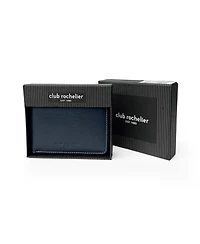 Club Rochelier Men's Full Leather Zipper Around Wallet with Center Wing