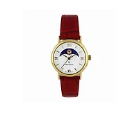 Peugeot Women's 26mm Sun-Moon Phase Gold Watch with Brown Leather Strap