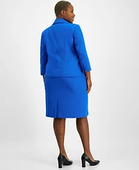 Le Suit Plus Button-Front Boxy Jacket & Sheath Dress Set