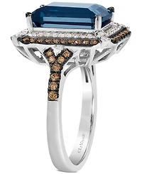 Le Vian Deep Sea Blue Topaz (3-7/8 ct. t.w.) & Diamond (5/8 Double Halo Ring 14k Rose Gold (Also Available White or Yello