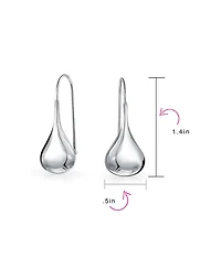 Bling Jewelry Simple Plain Puffed Teardrop Pear Shaped Rain Drop Earrings Fishhook Threader Polish Sterling Silver Inch