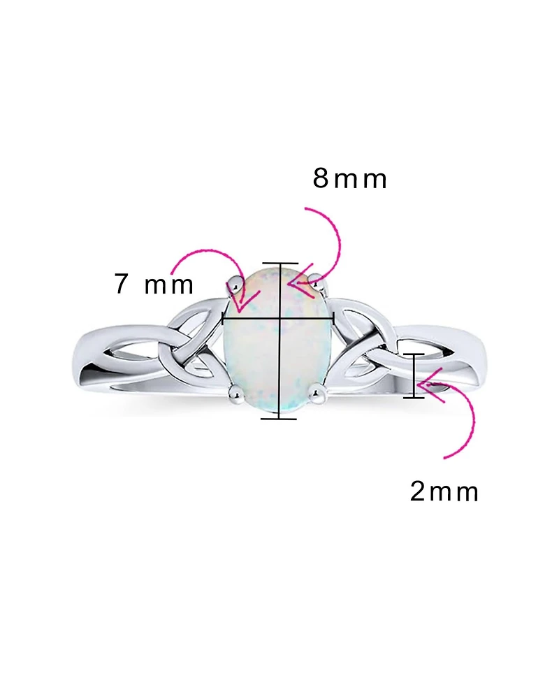 Bling Jewelry Dainty Bff Triquetra Celtic Love Knot Oval Synthetic Opal Ring Promise Sterling Silver
