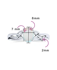 Bling Jewelry Dainty Bff Triquetra Celtic Love Knot Oval Synthetic Opal Ring Promise Sterling Silver