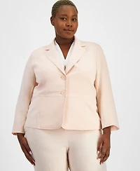 Le Suit Plus Size Two-Button Jacket & Pant Suit Set