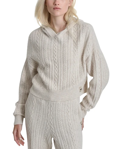 Dkny Sport Women's Cable-Knit Pullover Hooded Sweater