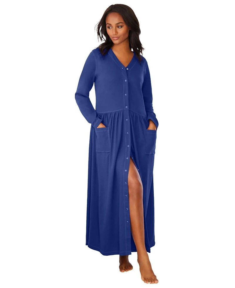 Only Neccessities Plus Long Snap-Front Knit Lounger