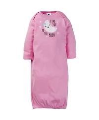 Gerber Baby Girls 4-Pack Gowns, Golden Floral, 0-6 Months