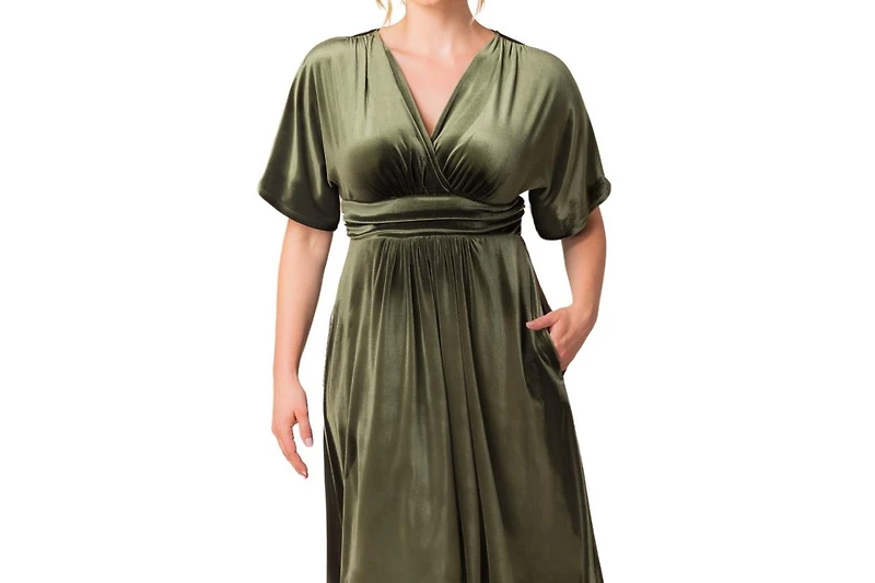 Women's Plus Angelic Velvet Midi Cocktail Dress with Pockets