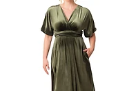 Women's Plus Angelic Velvet Midi Cocktail Dress with Pockets