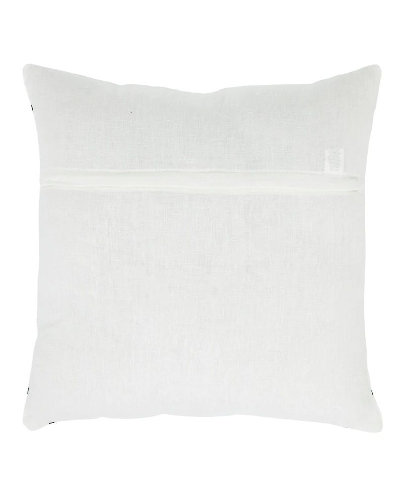 Ihi Home Solid Linen Pillow with Multicolor Strips, 20"Sq