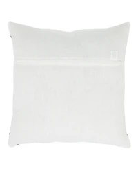 Ihi Home Solid Linen Pillow with Multicolor Strips, 20"Sq