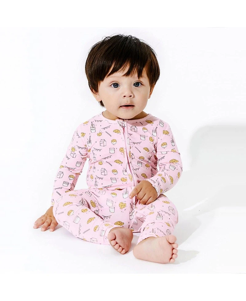 Bellabu Bear Baby Girls Milk and Cookies Pink Convertible Footie