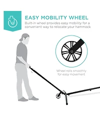 Best Choice Products 9ft Portable Heavy-Duty Steel Hammock Stand w/ Built-In Wheel, Case, Weather-Resistant Finish