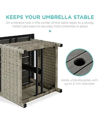 Best Choice Products Wicker Rattan Patio Side Table Outdoor Furniture for Garden, Pool