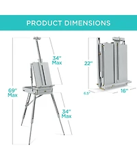 Best Choice Products French Easel, 32pc Beginners Kit Portable Wooden Adjustable Tripod w/ Paint Supplies