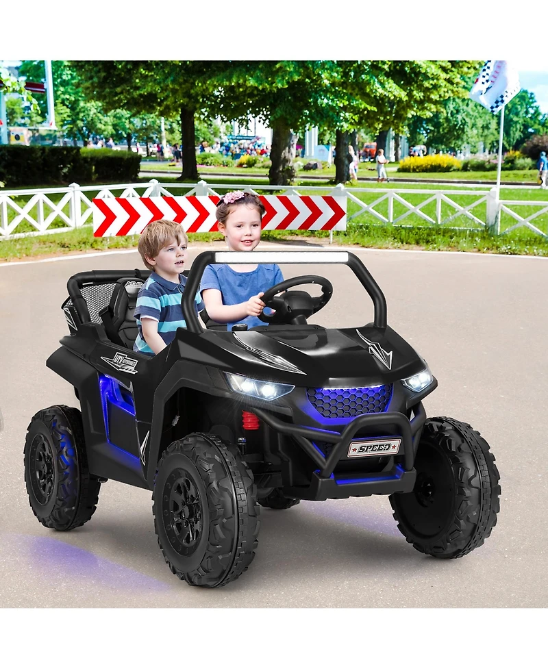 12V 2-Seater Kids Ride On Utv Rc Electric Vehicle Suspension w/ Lights & Music