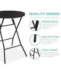 Best Choice Products 32in Bar Height Folding Table, Indoor Outdoor Accessory w/ Thick Table Top, 330lb Capacity