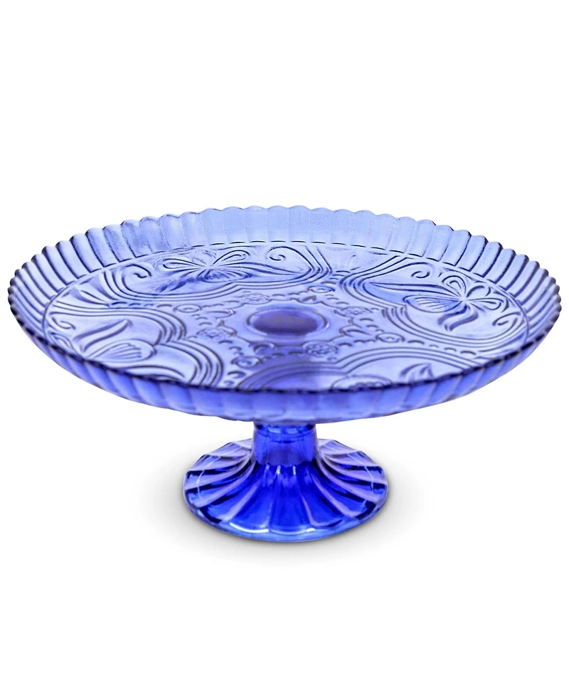 Amici Home Flower Footed Glass Cake Stand - Amber