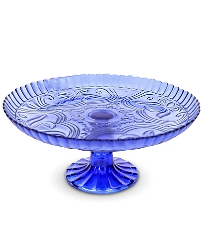 Amici Home Flower Footed Glass Cake Stand - Amber