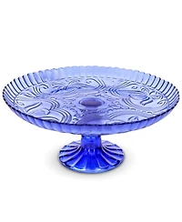 Amici Home Flower Footed Glass Cake Stand - Amber
