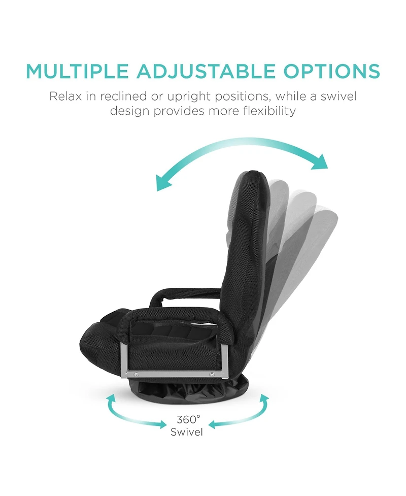 Best Choice Products 360-Degree Swivel Gaming Floor Chair w/ Armrest Handles, Foldable Adjustable Back