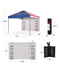 Best Choice Products 10x10ft Easy Setup Pop Up Canopy, Portable Tent w/ Side Wall, 1-Button Push