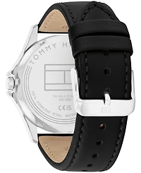 Tommy Hilfiger Quartz Black Leather Strap Watch 42mm