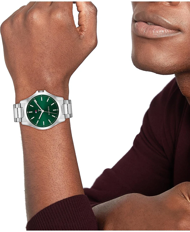 Tommy Hilfiger Men's Quartz Silver-Tone Stainless Steel Bracelet Watch 42mm